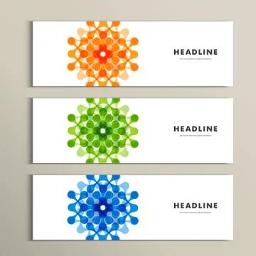 Three vector pattern abstract in banner design Stock Illustration