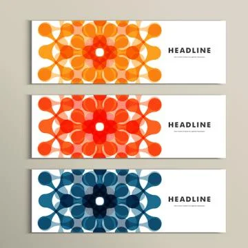 Three vector pattern abstract in banner design Illustrazione stock