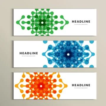 Three vector pattern abstract in banner design イラスト素材