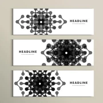 Three vector pattern abstract in banner design Stock Illustration