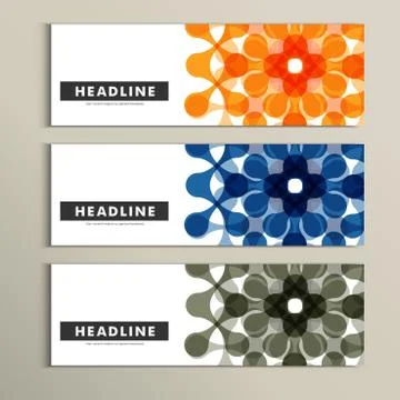Three vector pattern abstract in banner design Stock Illustration
