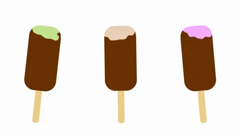 Three vector servings of ice cream in chocolate icing dancing Stock Footage 194574949