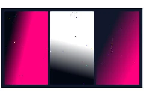 Three Vertical Abstract Panels with Neon Pink and Monochrome Gradients and .. 스톡 일러스트