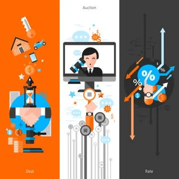 Three Vertical Auction Banners Ilustración de archivo