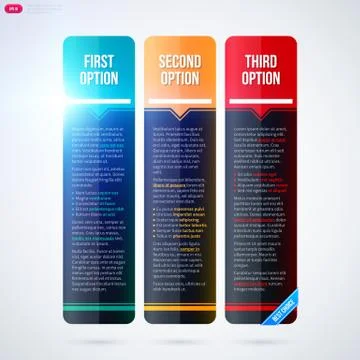 Three vertical banners with glowing lights on white background. EPS10 Stock Illustration
