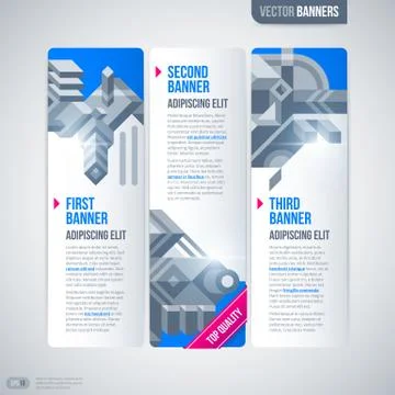 Three vertical banners with modern design elements. EPS10 Stock Illustration
