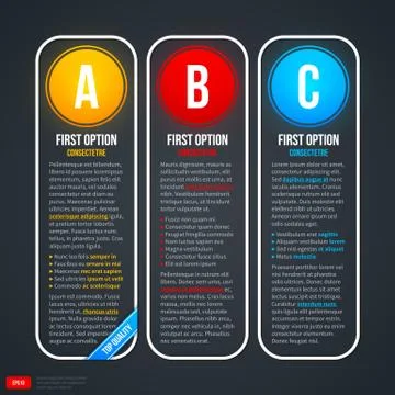 Three vertical banners with three different options. EPS10. Stock Illustration
