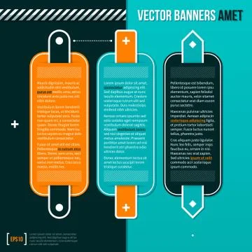 Three vertical banners on turquoise background. EPS10. Stock Illustration