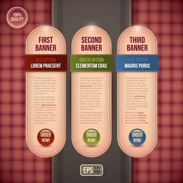 Three vertical banners/options for advertising or web design. EPS10. Stock Illustration