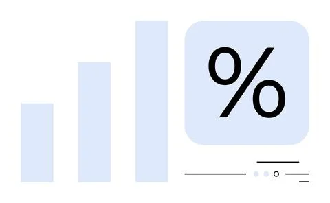 Three vertical bars increasing in height next to a large percentage symbol, s Stock Illustration