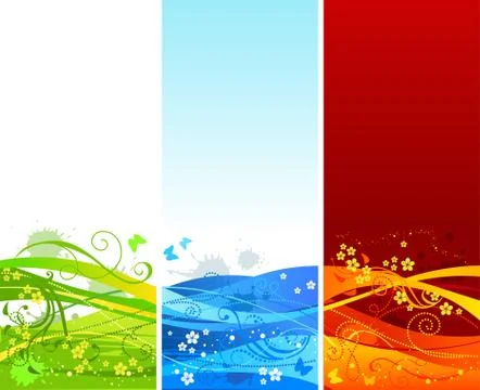 Three vertical floral banners. Stock Illustration