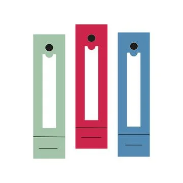 Three vertical folders of different colors on a white background Stock Illustration