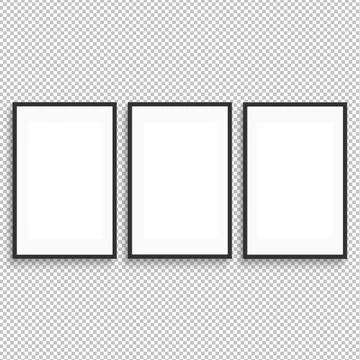 Three vertical frame mock up isolated on png background. Stock Illustration