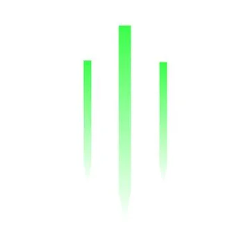 Three vertical green gradient lines of varying heights Stock Illustration