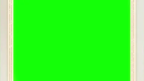 Three vertical green screen panels moving smoothly against a clean white Video stock 338177783