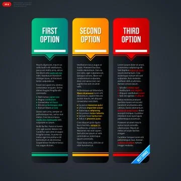 Three vertical options with colorful headers. EPS10. Stock Illustration