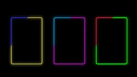 Three vertical rectangular neon borders Stock Footage 337304777