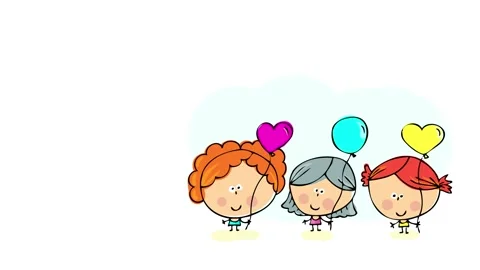 Three very different girls posing for the camera holding multi colored heart Stock Footage 130971163