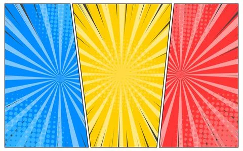 Three vibrant comic book style panels. Stock Illustration