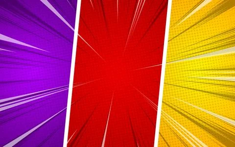 Three vibrant comic book style panels Stock Illustration