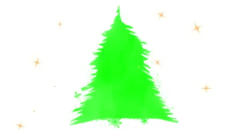 Three vibrant green stylized evergreen trees arranged against a sparkling white 스톡 동영상 341322385