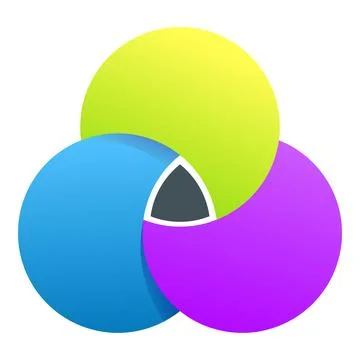 Three vibrant interlocking circles creating a colorful abstract design Illustrazione stock