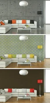 Three views of modern interior loft design Stock Illustration