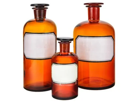 Three vintage pharmacy bottles Stock Photos