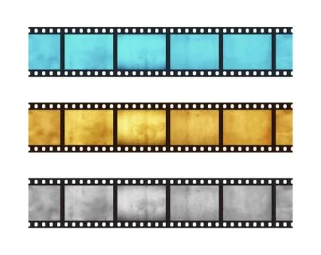 Three vintage stripes of five frames of 35 mm film 스톡 일러스트