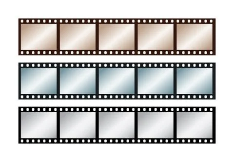 Three vintage stripes of five frames of 35 mm film Stockillustratie
