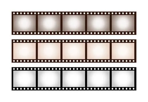 Three vintage stripes of five frames of 35 mm film Close up three stripes ... Foto stock