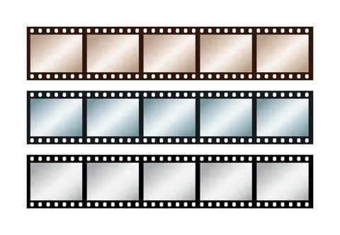 Three vintage stripes of five frames of 35 mm film Close up three stripes ... Foto stock