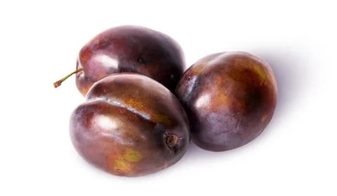 Three violet plums Stock Photos