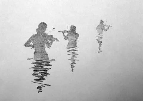 Three violinist playing the violin Stock Illustration