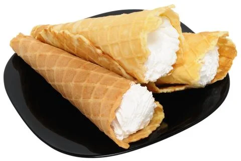 Three waffle cone Stock Photos