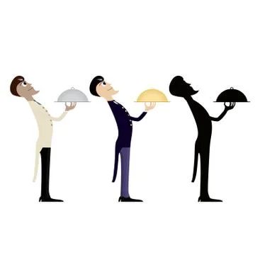 Three waiters Stock Illustration
