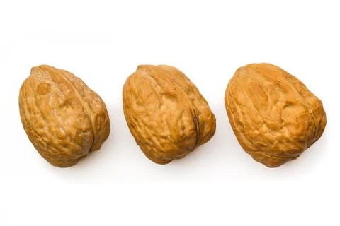 Three walnut isolated white top Stock Photos