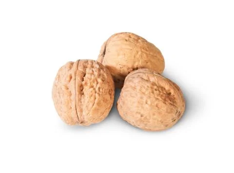 Three walnuts together Stock Photos