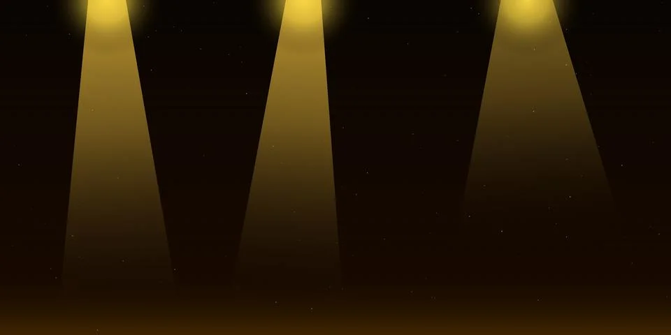 Three warm stage spotlights on dark background Stock Illustration
