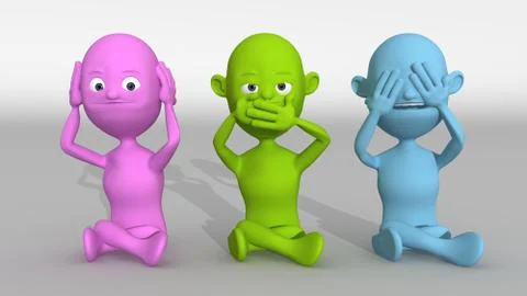 Three wase monkeys color Illustrazione stock