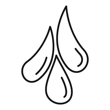 Three water drops falling down creating splashing effect Illustrazione stock