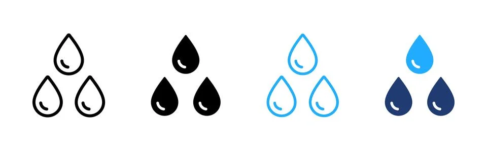Three water drops icon. Hydration and moisture symbol. Liquid, fresh and we.. Stock Illustration