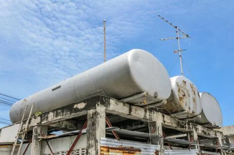 Three water tanks Stock Photos
