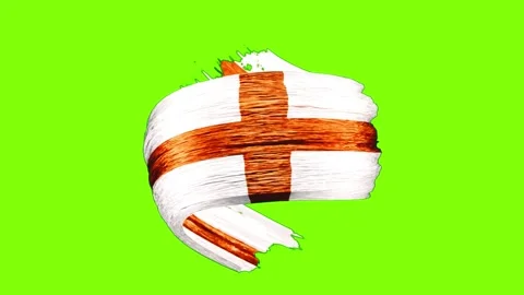 Three waving england flags rendered as textured paint brush strokes against a Stock Footage 346121241