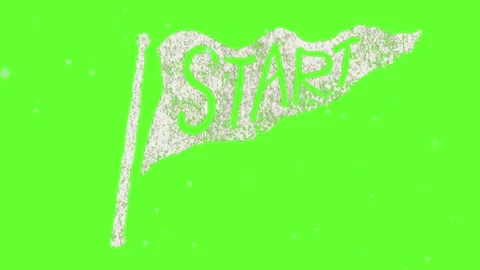 Three waving start flags with grunge texture isolated against a bright green Stock Footage 346121888