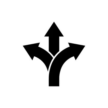 Three-way direction arrow icon Road direction sign Stock Illustration