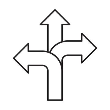 Three-way direction arrow icon vector, road direction sign for graphic design Stock-Illustration