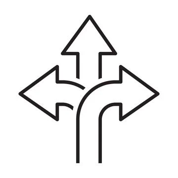 Three-way direction arrow icon vector, road direction sign for graphic design 스톡 일러스트