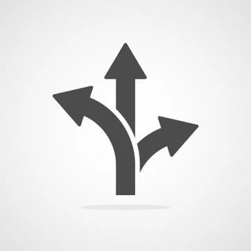 Three-way direction arrow isolated. Vector illustration. Stock Illustration