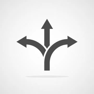 Three-way direction arrow isolated. Vector illustration. Stock Illustration